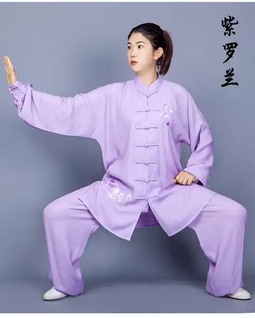武极堂太极服同款太极服女夏季飘逸棉麻亚麻新款绣花太极拳服装武术