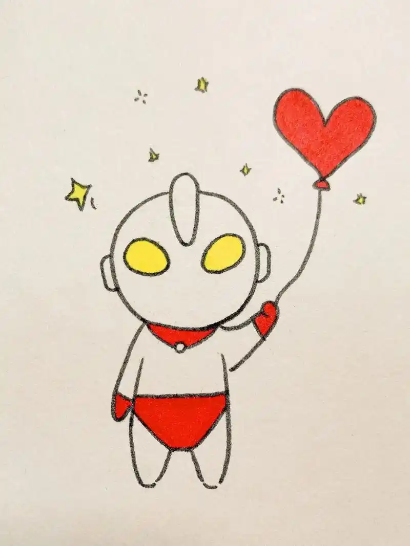 如何画一个可爱简单的奥特曼#画画 #简笔画教程 #简笔画  - 抖音