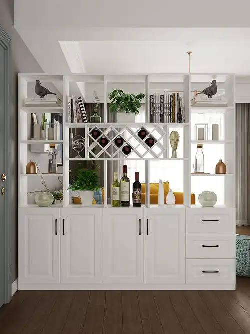 餐厅酒柜鞋柜一体靠墙白色餐边柜隔断简约现代门厅