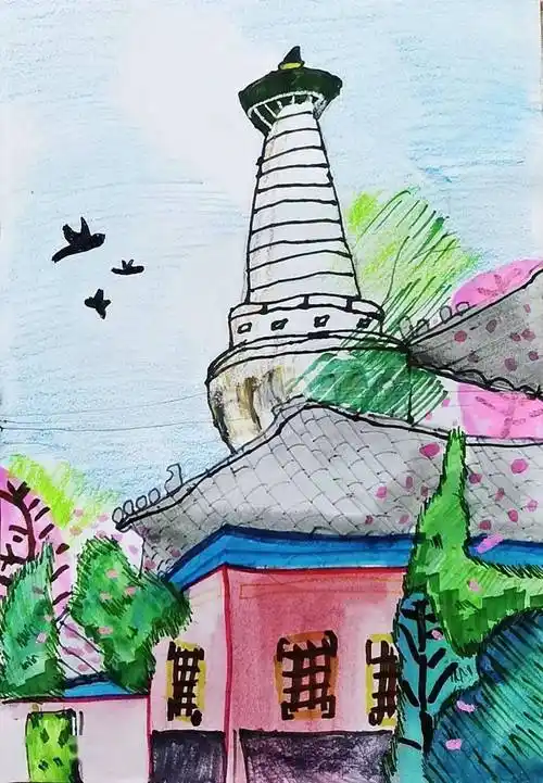 春光明媚 万象更新 | 儿童绘画线上作品展示第十期_海淀_活动_白塔