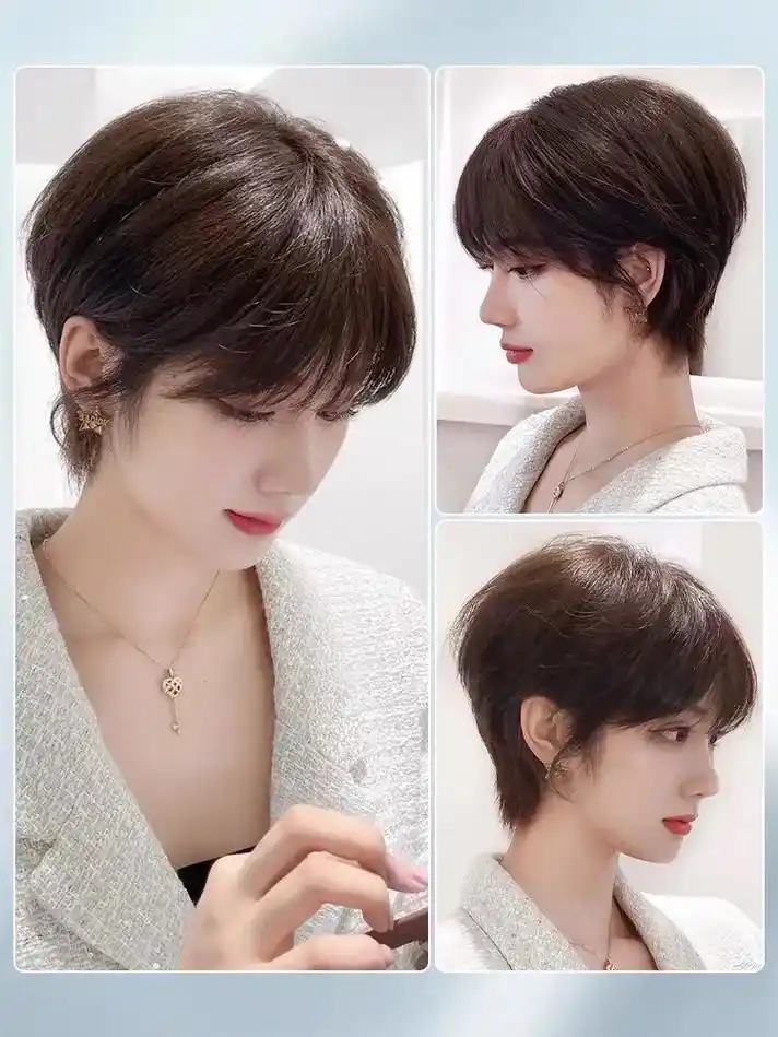 超短发假发女整顶减 - 抖音