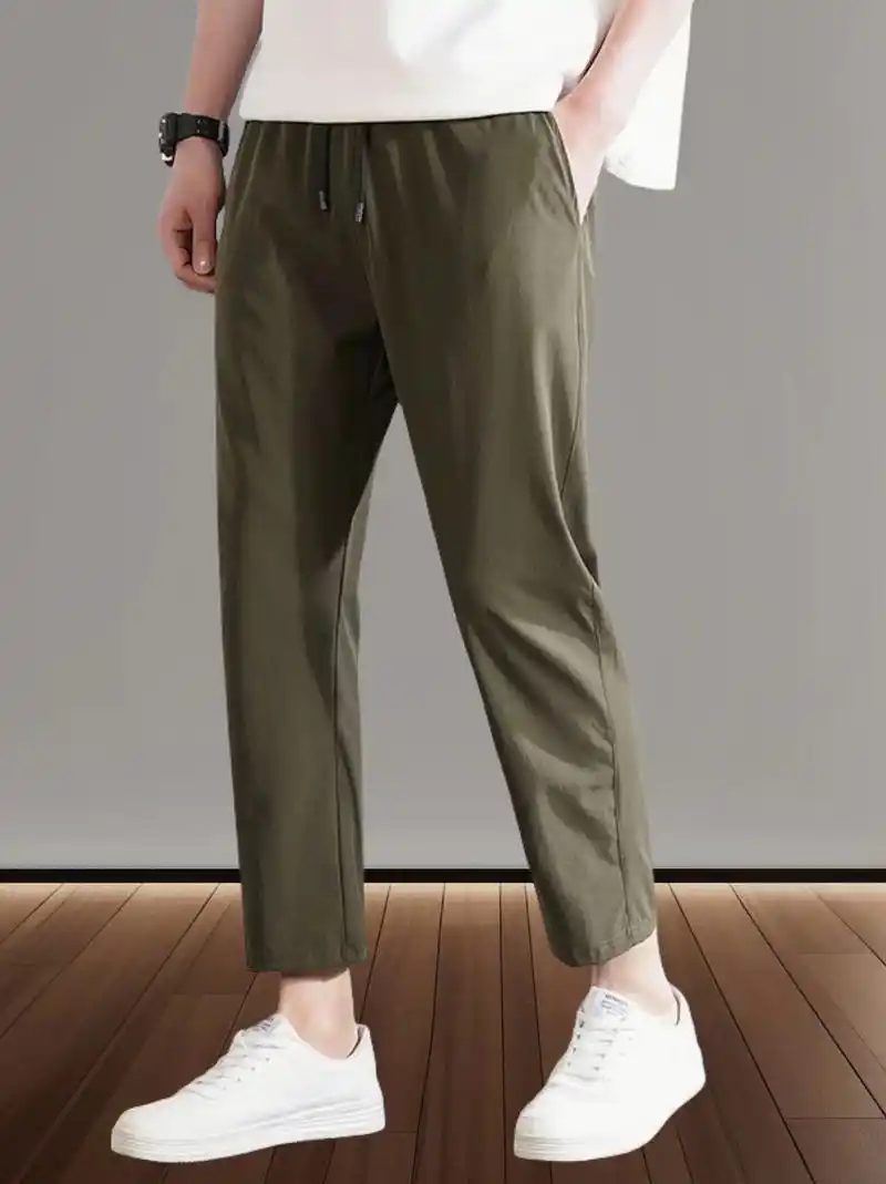 jeanswest/真维斯夏季薄款男士休闲裤九分裤显腿百搭冰丝小脚男裤