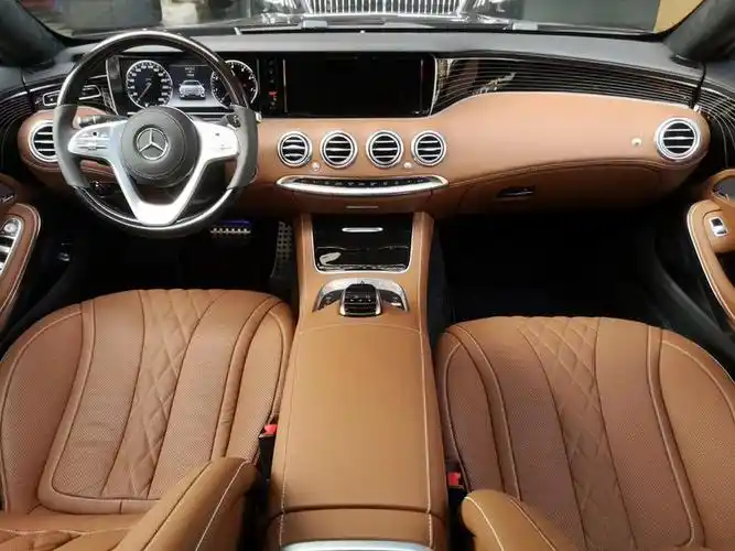 奔驰s400 coupe黑色内饰改棕色内饰 多疤胡桃木换条纹黑桃木分享