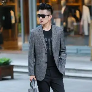 春秋新款男士商务时尚休闲西服高贵气质修身西服男西装啄木鸟6881