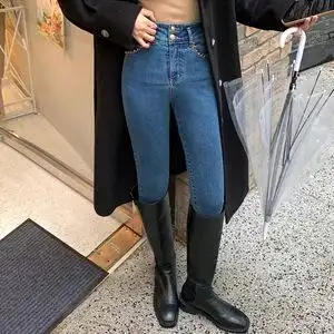 【胡楚靓 赏金猎人】修身小脚牛仔裤女潮ins秋冬新款高腰直筒裤女