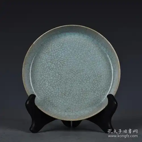 宋汝窑天青釉蟹爪纹圆盘 宋徽宗御笔书法草书千字文