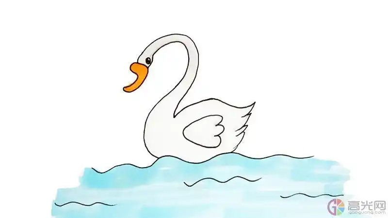 柳树下戏水的白鹅简笔画