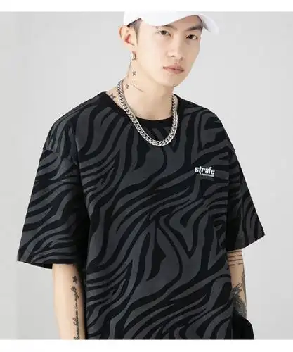 rodz夏季短袖t恤半袖男士宽松夜光潮牌迷彩休闲日系体恤2021新款衣服