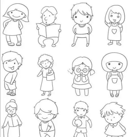 超实用的100多个简笔画人物线稿素材