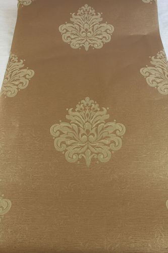 美国进口约克纯纸墙纸美式乡村棕色复古欧式大马士革电视背景墙纸