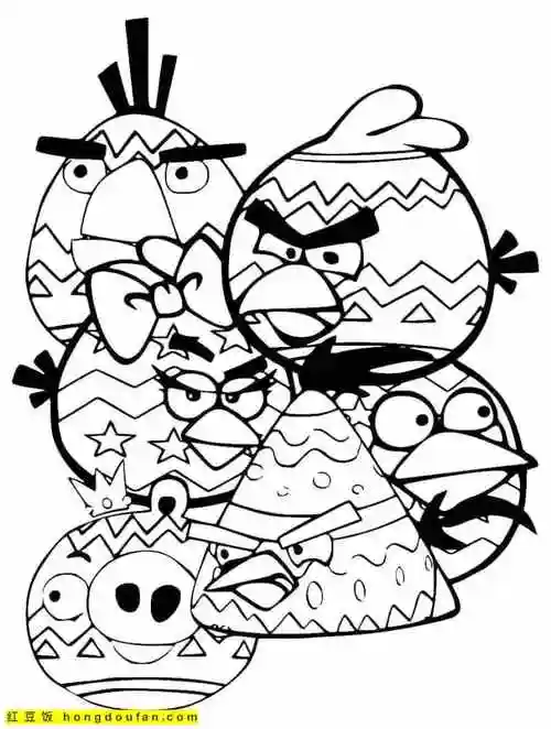 电影《愤怒的小鸟》卡通儿童涂色图片免费下载-红豆饭小学生简笔画