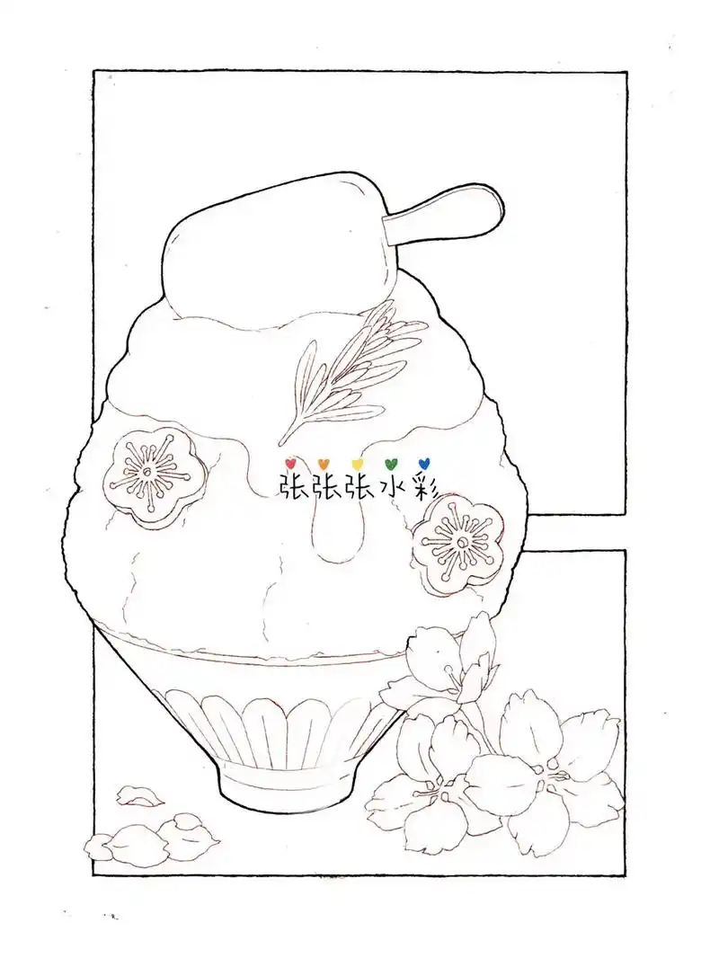 分格水彩插画樱花94刨冰91步骤详解#画画 #手绘 #零基 - 抖音