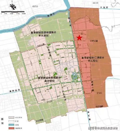 奉贤新城金汇镇部分单元规划范围示意图金汇镇价值即将腾飞,金融街