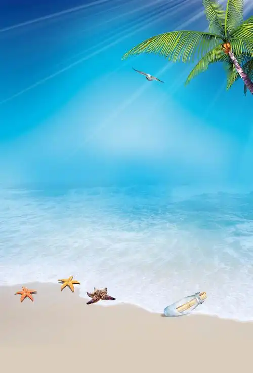 蓝色海边背景素材