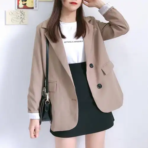 卡其色西装外套女秋冬