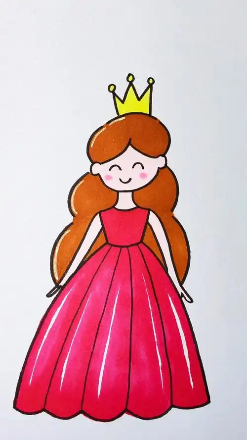 #简笔画#用三个括号画小公主