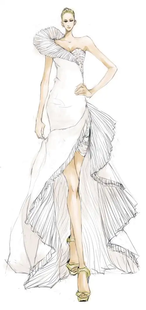 设计,#服装手绘白裙
