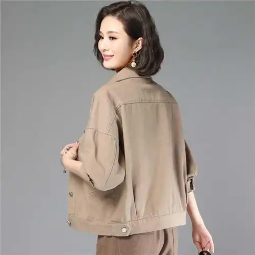 韩版百搭短款牛仔外套中年女装30岁40小个子休闲夹克春装短装上衣