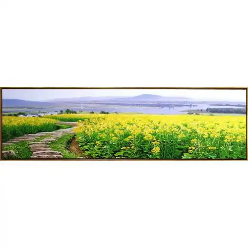 格桑花风景床头横幅原创手绘油画美式简约轻奢油画