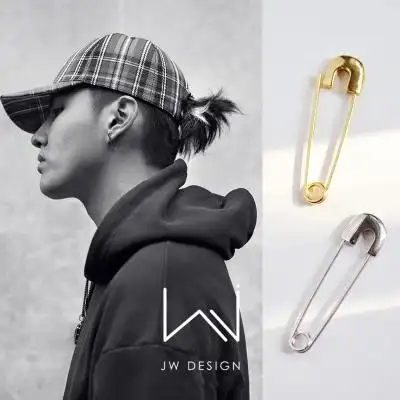 jwd 吴亦凡kris同款耳钉 潮牌别针耳环 不过敏 帅气嘻哈耳钉男女