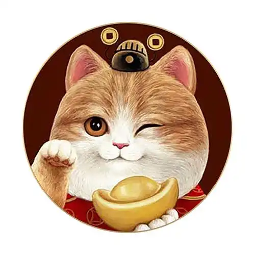 十字绣2021新款线绣可爱卡通招财猫圆形客厅卧室十字绣套件