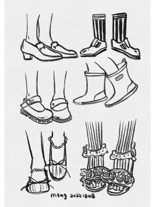 人物速写画脚练习