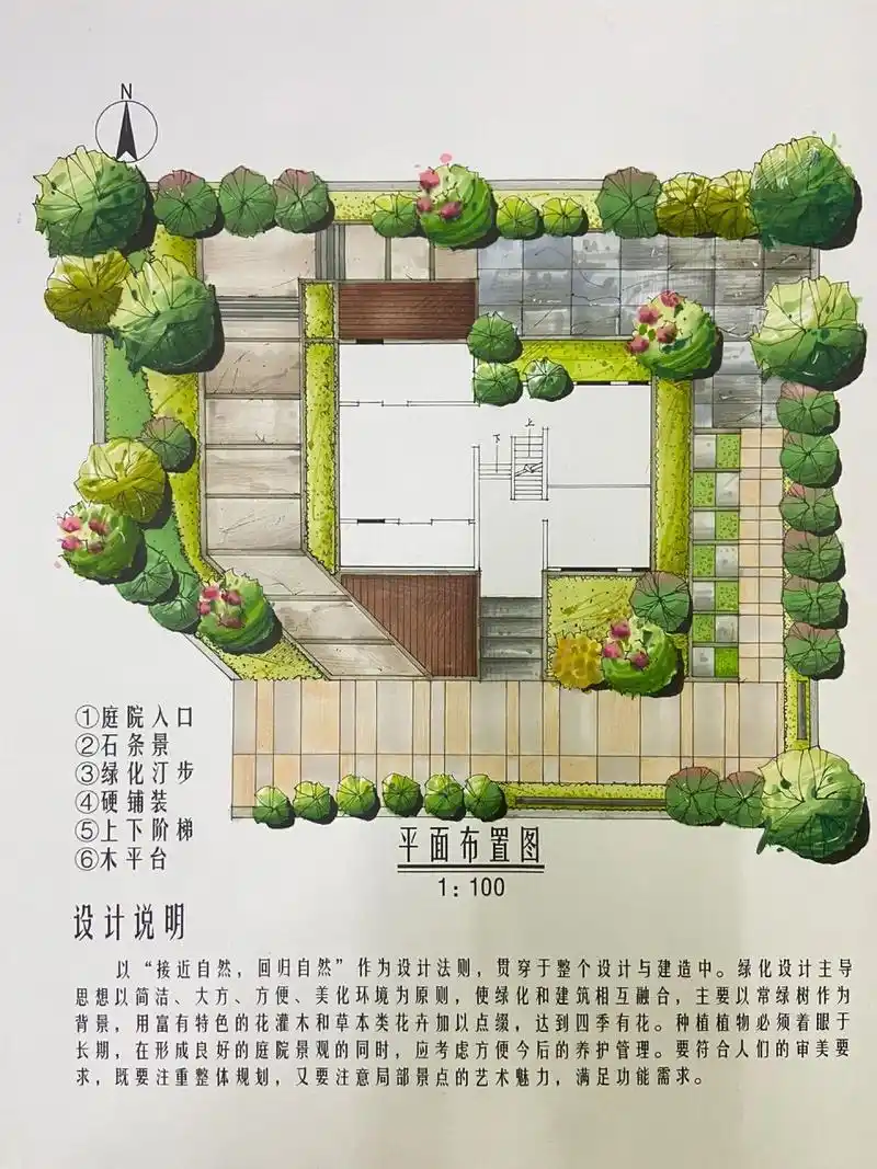 环艺景观手绘 景观庭院设计(第一弹) 好久没有发手绘,这次是大三上的