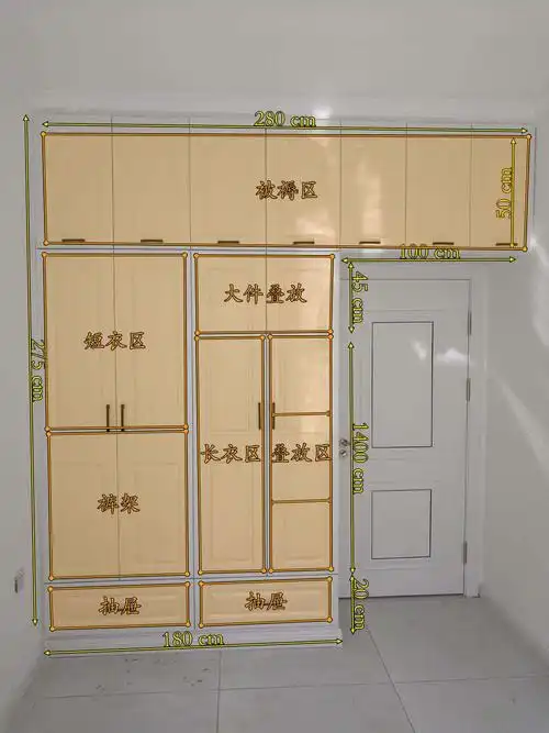 合肥房子装修衣柜是定制还是现场打,这份衣柜参考尺寸用的到