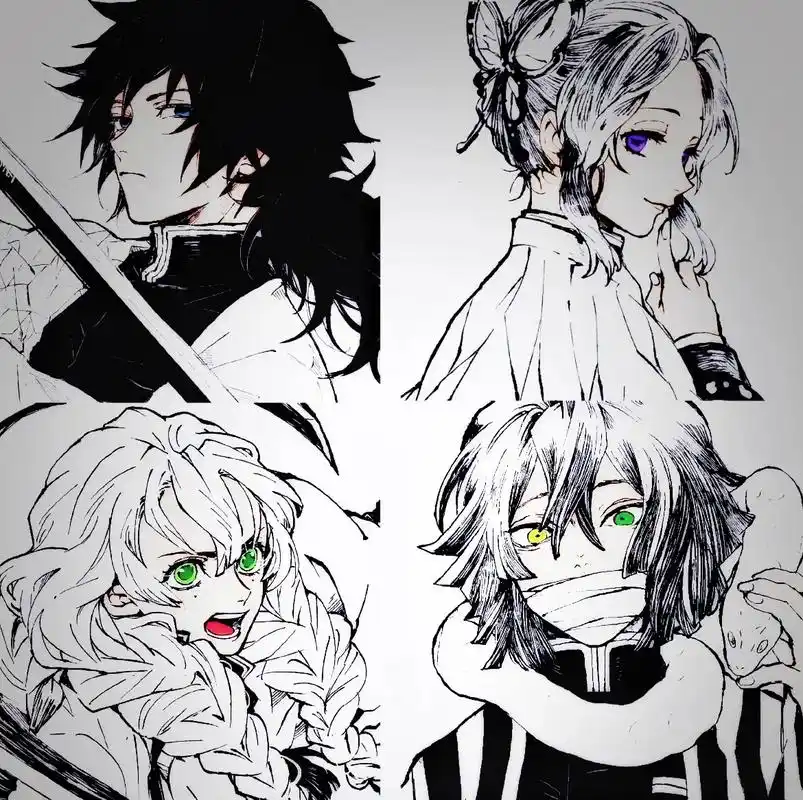 九柱黑白照.#鬼灭之刃 #黑白头像  #九柱 #富冈义勇 # - 抖音