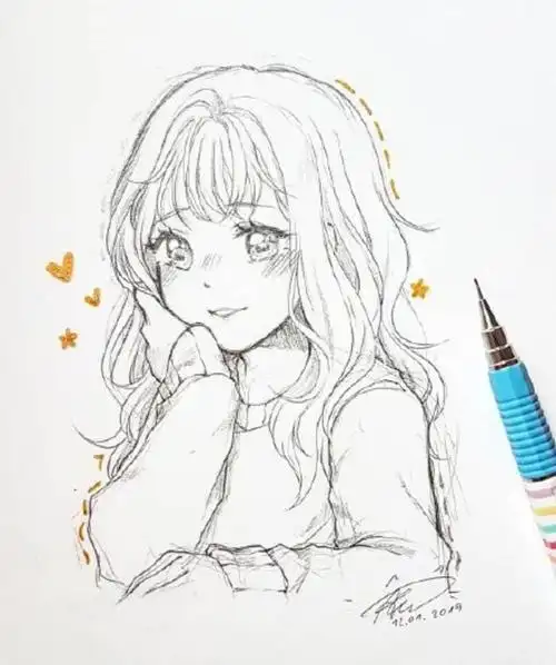 敲可爱小女孩的手稿素材假期第一天临摹走一波画师alustrations