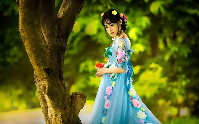 森系蝴蝶美女唯美意境写真图片桌面壁纸