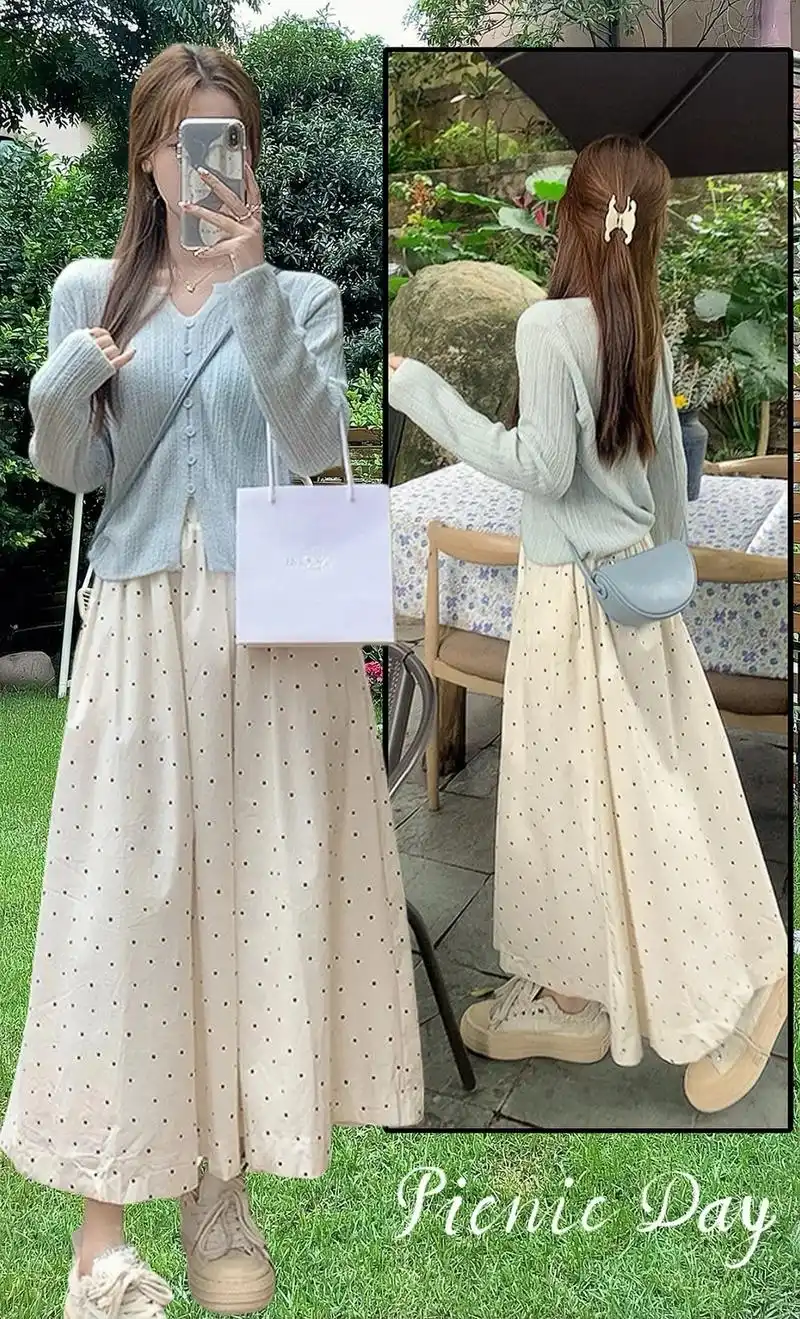 清凉又时尚的温柔风白色波点半身裙来啦!清新白色基调, - 抖音