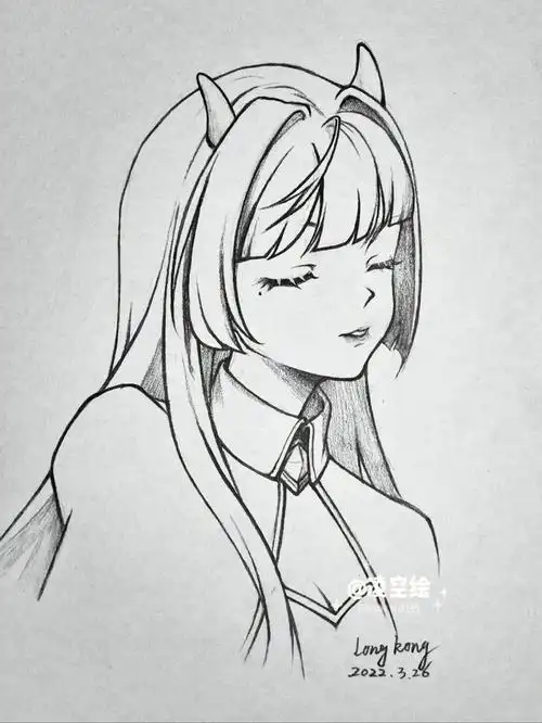 牛角少女漫画手绘线稿96动漫绘画线稿步骤基础图16615找到最