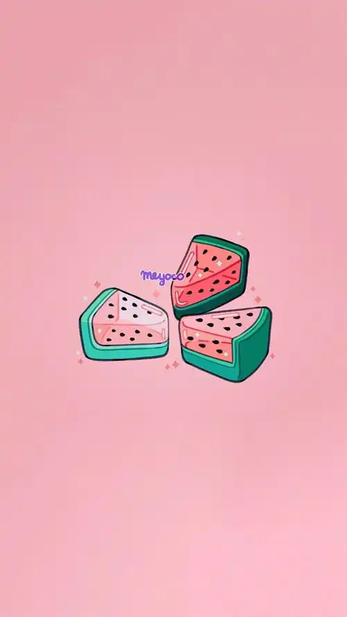 sa家壁纸素材插画粉色西瓜可爱