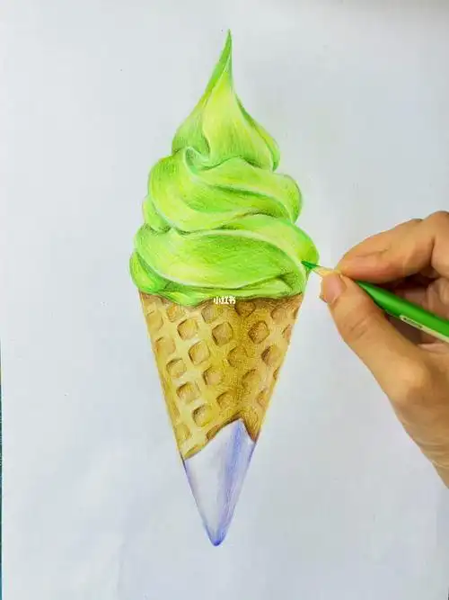 的力度不要太重#彩铅手绘  #步骤  #入门彩铅  #彩铅画  #彩铅冰淇淋