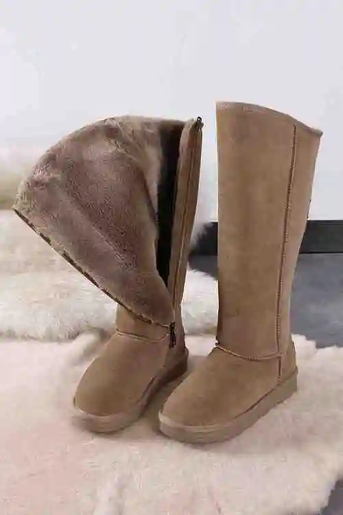 长筒雪地靴女2021年冬季新款加绒加厚防滑拉链时尚雪地靴