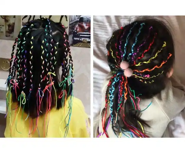 儿童编发彩绳脏辫辣妹彩色发绳辫子发饰女脏脏辫头绳七彩丝带头饰