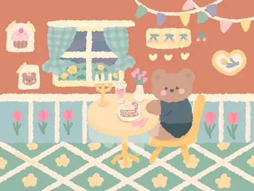 熊熊子的秋天少女心可爱ipad壁纸