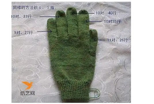 毛线五指手套编织方法