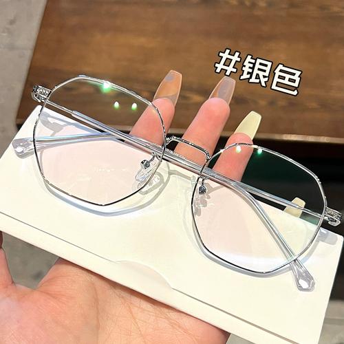 多边形近视眼镜女可配度数网红眼睛框镜架素颜神器平光镜大框显瘦