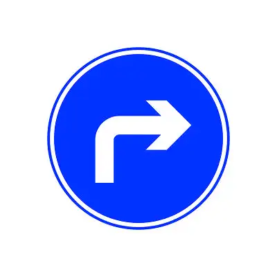 右转箭头素材【免费】蓝色简约标识牌直行向左转弯交通安全标志png