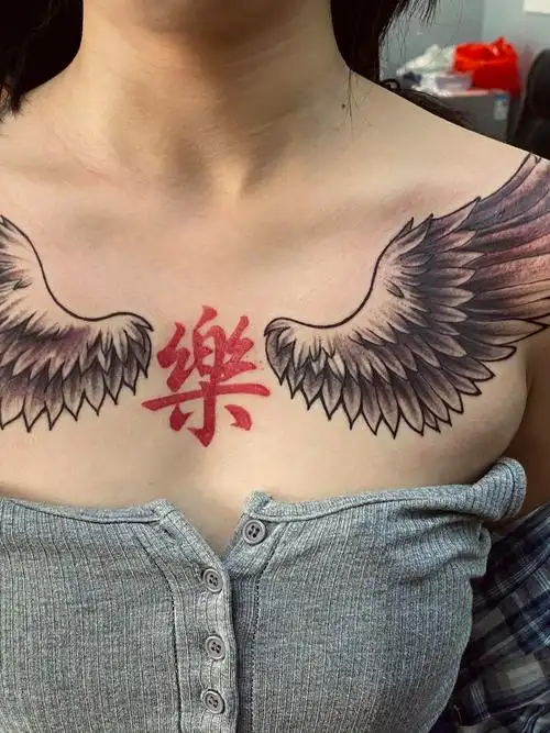 花胸翅膀_纹身图案手稿图片_徐强的纹身作品集