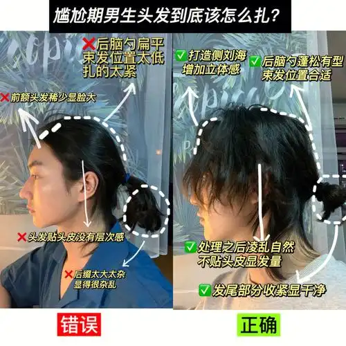 男生长发尴尬期该怎么扎头发