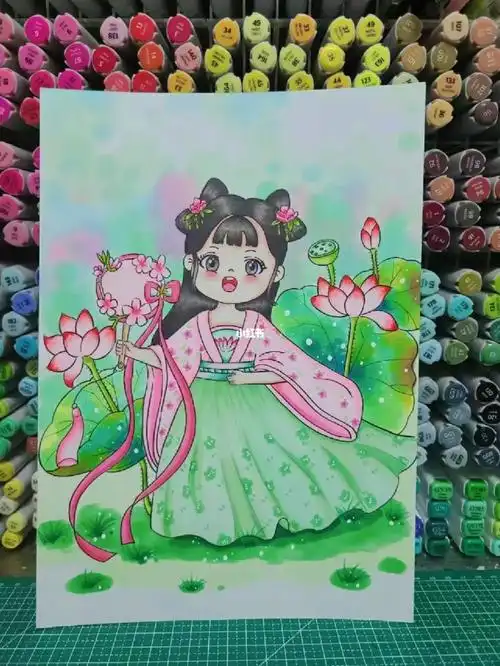 古风小仙女马克笔古风古风q版人物