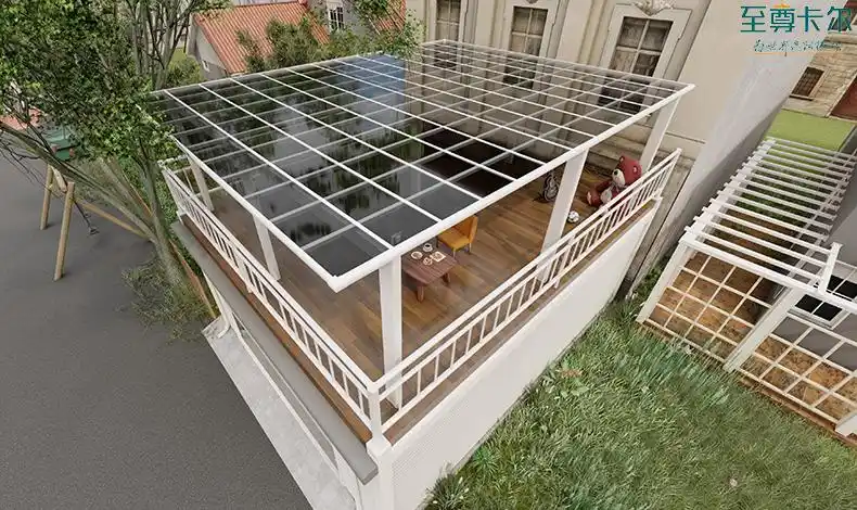 耐力板雨棚效果图遮阳棚挡雨棚