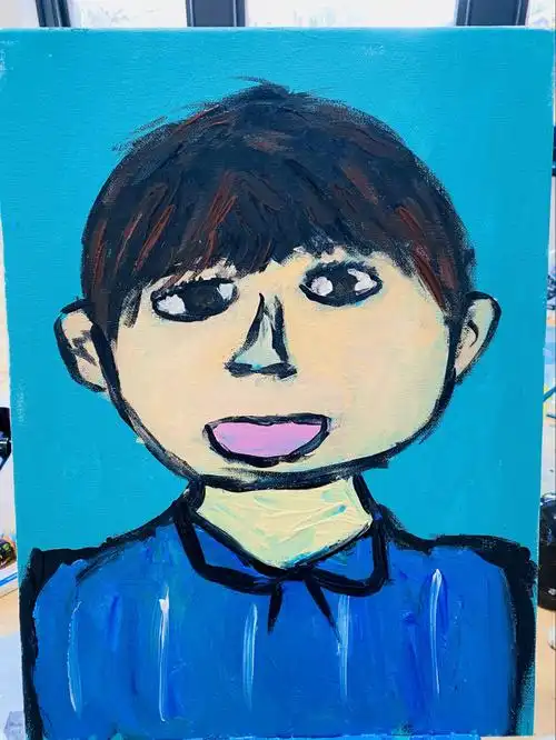 儿童自画像多彩头像画