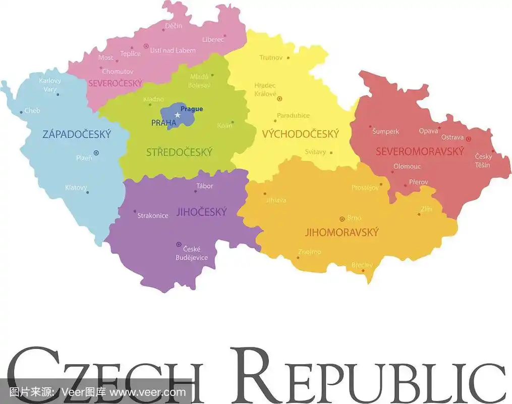 捷克共和国区域地图