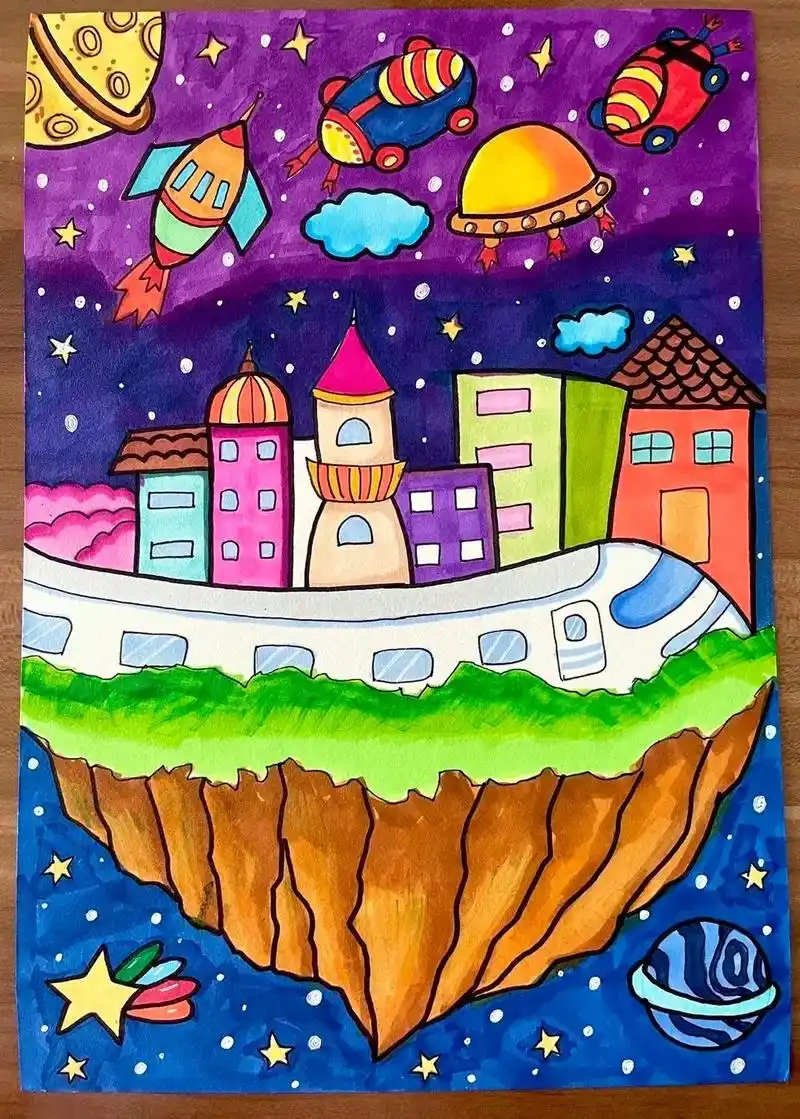 体验创新成长科幻画4k一等奖教程 - 抖音