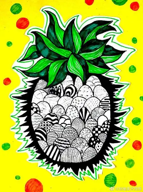 一组创意美术范画儿童创意美术超话#儿童画线描课资料##儿童画范画