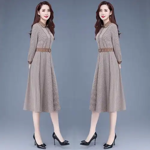高端气质名媛连衣裙2022年新款女春秋洋气法式大牌遮肚减龄长袖裙